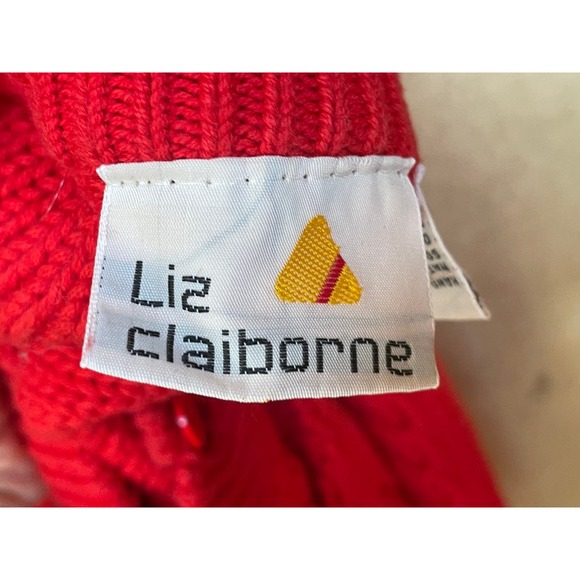 Liz Claiborne Womens Sweater Cable Knit Button Detail Cap Sleeve Crew Red Small - Picture 7 of 9